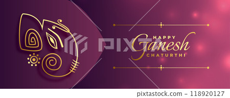 stylish indian festival ganesh chaturthi greeting wishes card banner 118920127