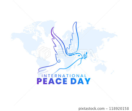 hand drawn peace day template with pigeon design vector illustration hand drawn peace day template with pigeon design vector illustration 118920158