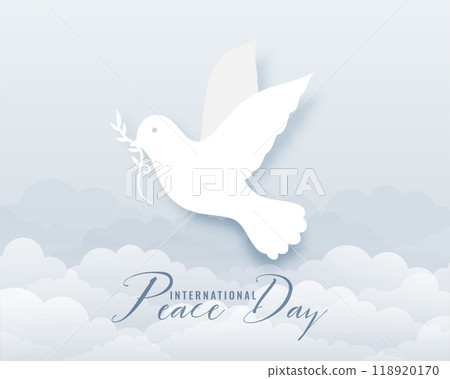 International Day of peace background with sky and flying pigeon design vector illustration International Day of peace background with sky and flying pigeon design vector illustration 118920170