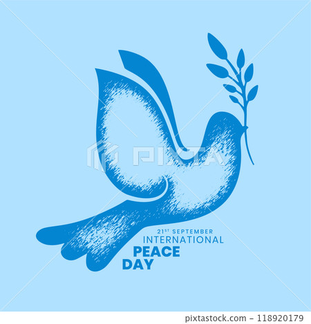International peace day social post card with bird vector illustration 118920179