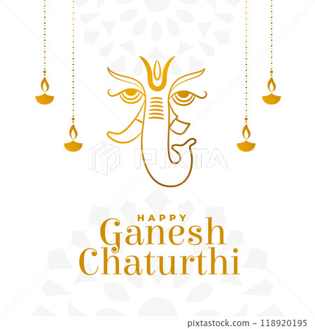 indian festival ganesh chaturthi banner with realistic lord ganesha design indian festival ganesh chaturthi banner with realistic lord ganesha design 118920195