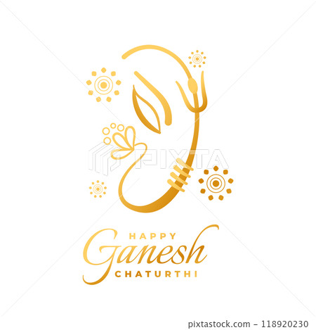 happy ganesh chaturthi celebration banner with golden ganesha design 118920230