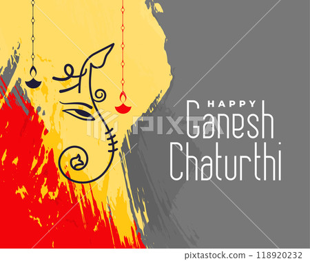 hindu festival ganesh chaturthi banner in paint brush style hindu festival ganesh chaturthi banner in paint brush style 118920232