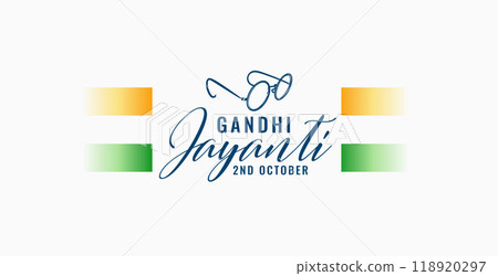 happy gandhi jayanti background with indian flag vector illustration 118920297