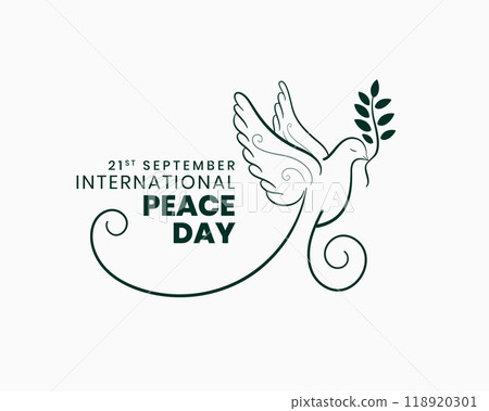 elegant peace day banner with hand drawn dove and leaf design vector illustration elegant peace day banner with hand drawn dove and leaf design vector illustration 118920301