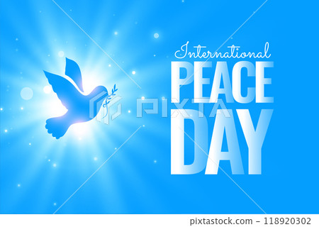 shinny peace day celebration banner with flying pigeon design vector illustration shinny peace day celebration banner with flying pigeon design vector illustration 118920302
