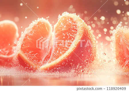 Orange and popping water droplets_1 118920409