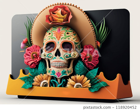 3D skull Catrina character of the Mexican festival known Day of the Dead. makeup traditional mexico 118920452