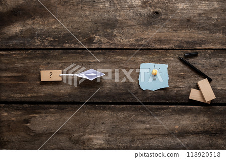 Conceptual image of business vision and idea and the way to the goal Conceptual image of business vision and idea and the way to the goal 118920518