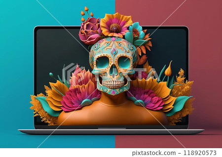 A lovely illustration of the Mexican festival known as Day of the Dead. vibrant Day of the Dead 118920573