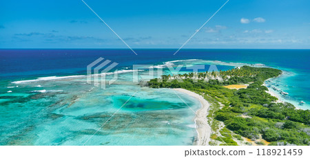 Caribbean island Paradisiacal - Cayo Sombrero - Morrocoy, Venezuela. Aerial View. 118921459