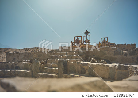 Caral, UNESCO world heritage site and the most ancient city in the Americas. Located in Supe valley, 200km north of Lima, Peru Caral, UNESCO world heritage site and the most ancient city in the Americas. Located in Supe valley, 200km north of Lima, Peru 118921464