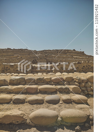The ancient archaeological site of Caral, near Supe, Barranca Province, Peru. Caral is a UNESCO world heritage site and considered to be the oldest city in the Americas. The ancient archaeological site of Caral, near Supe, Barranca Province, Peru. Caral is a UNESCO world heritage site and considered to be the oldest city in the Americas. 118921482