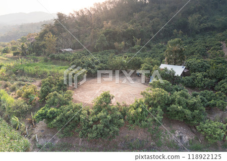 Land and soil backfill in aerial view in in Nan province of Thailand. Land and soil backfill in aerial view in in Nan province of Thailand. 118922125