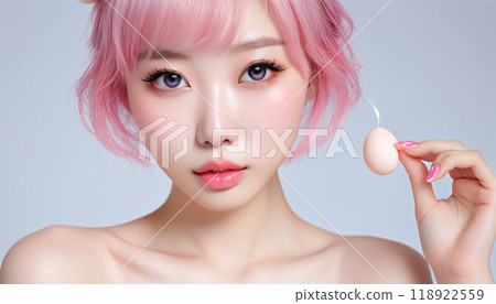 Woman doing make-up 118922559
