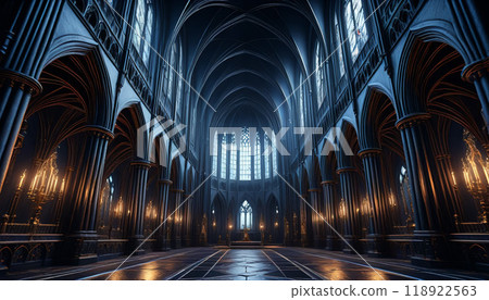 The world's most beautiful illuminated stained glass windows of the cathedral 118922563