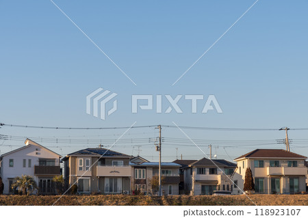 Residential area on a sunny day Residential area on a sunny day 118923107