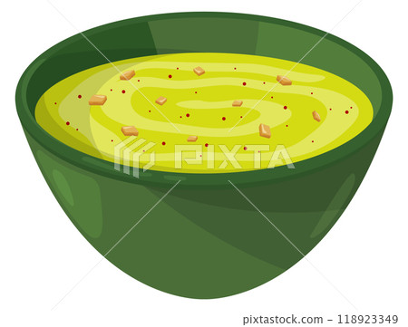 Dal soup bowl cartoon icon. Indian traditional dish Dal soup bowl cartoon icon. Indian traditional dish 118923349