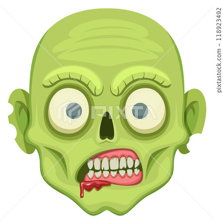 Zombie head cartoon icon. Evil undead monster Zombie head cartoon icon. Evil undead monster 118923492