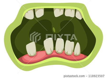 Zombie mouth cartoon icon. Scary monster teeth 118923507