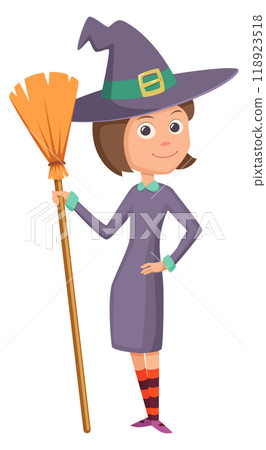 Witch costume cartoon character. Halloween party outfit 118923518