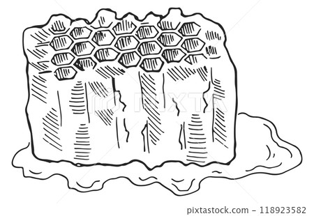 Beeswax sketch. Natural apiary product ink drawing 118923582