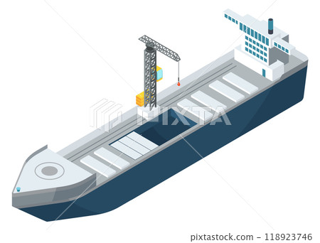 Cargo ship isometric icon. Freight marine... - Stock Illustration ...