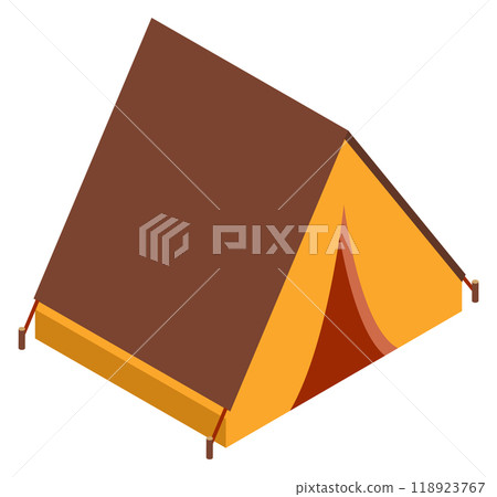 Camping tent isometric icon. Outdoor vacation travel 118923767