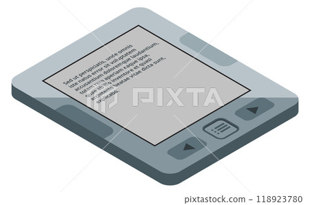 Ebook isometric icon. Electronic reading book device Ebook isometric icon. Electronic reading book device 118923780