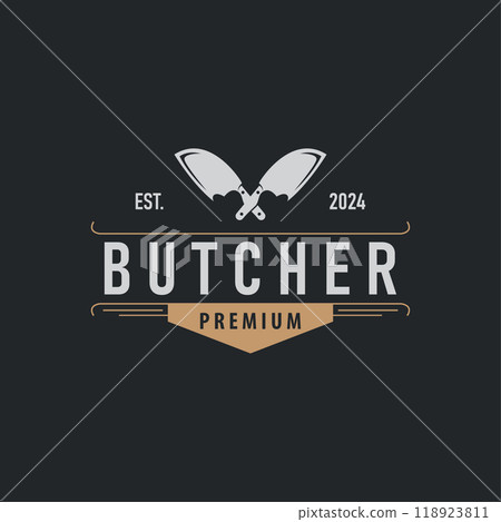 butcher logo design with simple vintage retro knife concept for company brand 118923811