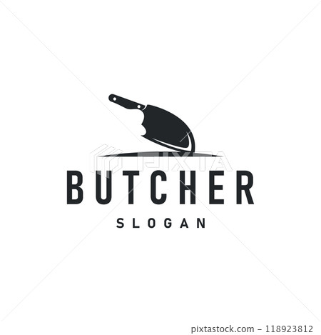 butcher logo design with simple vintage retro knife concept for company brand 118923812