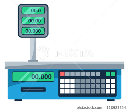 Electronic supermarket scales. Empty digital device icon 118923834