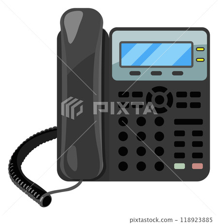 Landline office phone cartoon icon. Business communication symbol Landline office phone cartoon icon. Business communication symbol 118923885