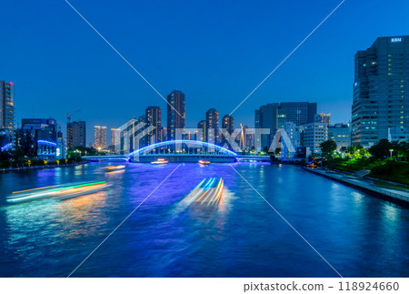 東京夜景、隅田川、船屋經過 118924660