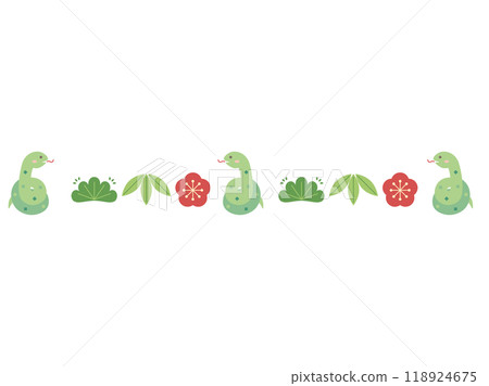 蛇年可用的松、竹、梅、蛇組合插畫 蛇年可用的松、竹、梅、蛇組合插畫 118924675