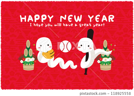 新年快樂白蛇雙劍風格背景紅門松 118925558