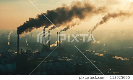 工廠冒黑煙的景象 118925690