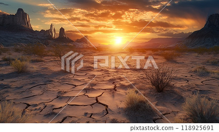 Field with withered crops AI 118925691