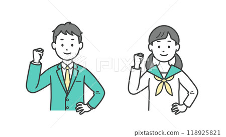 男女學生打拳頭上半身圖解 男女學生打拳頭上半身圖解 118925821