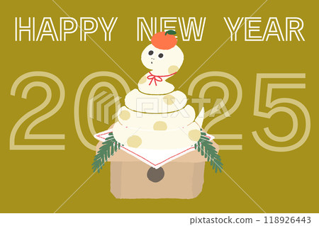 蛇鏡麻糬新年賀卡模板橫向 118926443