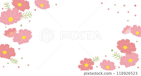 Rectangular frame material with illustrations of cosmos 118926523