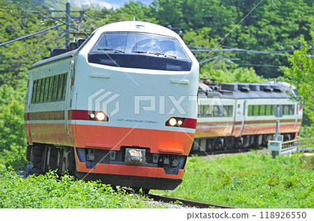 Ban'etsu West Line Bandai Atami - Nakayamajuku JR East 485 series G55 + G58 formation (Oyama) Aizu Ban'etsu West Line Bandai Atami - Nakayamajuku JR East 485 series G55 + G58 formation (Oyama) Aizu 118926550