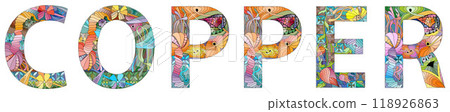 Word COPPER. Vector zentangle object for decoration Word COPPER. Vector zentangle object for decoration 118926863