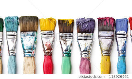 Colorful Education Back to School Background with Paintbrushes and Vibrant Colors for Creative Learning and Artistic Inspiration 118926961