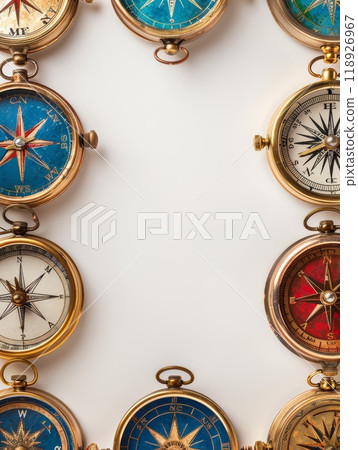 Vintage Compass Frame Background for Back to School Theme - Perfect for Educational and Adventure Projects 118926967