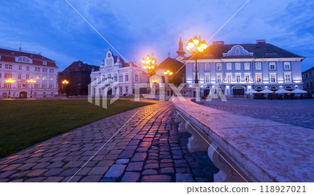 Union Square in night illumination of Timisoara Union Square in night illumination of Timisoara 118927021