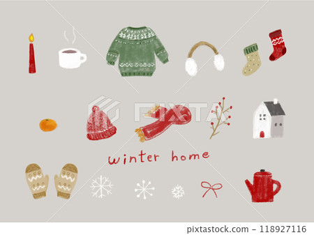 Cute winter items - hand-drawn style 118927116