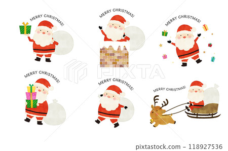 Santa Claus watercolor style illustration pose set 118927536