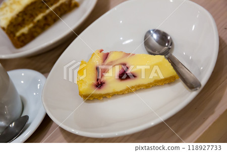 Cherry swirl cheesecake 118927733