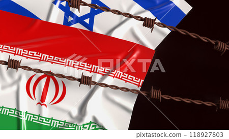 The Ian  and  israel  flag  Background concept  3d rendering. The Ian  and  israel  flag  Background concept  3d rendering. 118927803